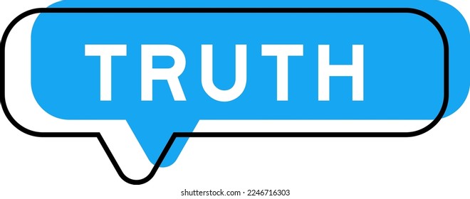 Speech banner and blue shade with word truth on white background