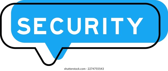 Speech banner and blue shade with word security on white background