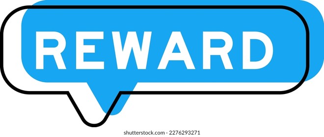 Banner de voz y sombra azul con recompensa de palabra sobre fondo blanco