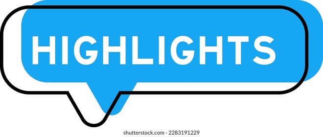 Speech banner and blue shade with word highlights on white background