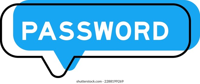 Speech banner and blue shade with word password on white background