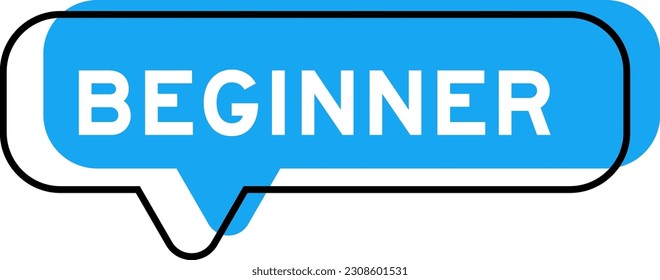 Speech banner and blue shade with word beginner on white background