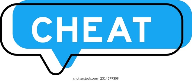 Speech banner and blue shade with word cheat on white background