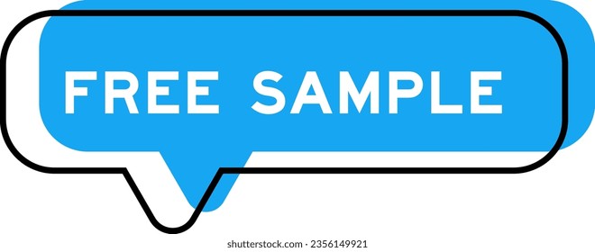 Speech banner and blue shade with word free sample on white background