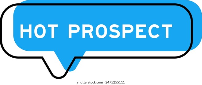 Speech banner and blue shade with word hot prospect on white background