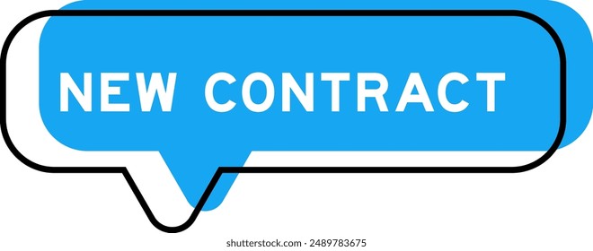 Speech banner and blue shade with word new contract on white background