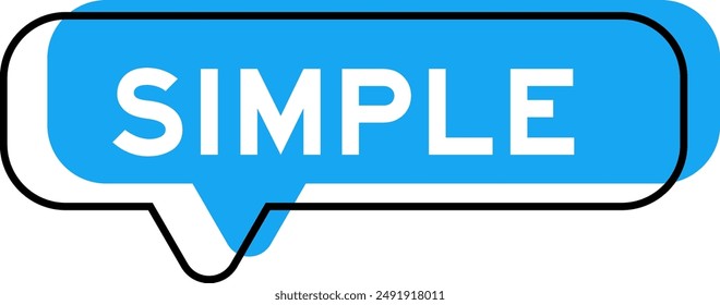 Speech banner and blue shade with word simple on white background