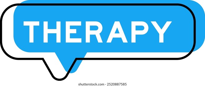 Speech banner and blue shade with word therapy on white background