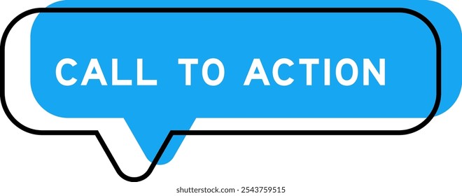 Speech banner and blue shade with word on white background