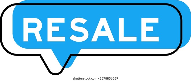 Speech banner and blue shade with word resale on white background