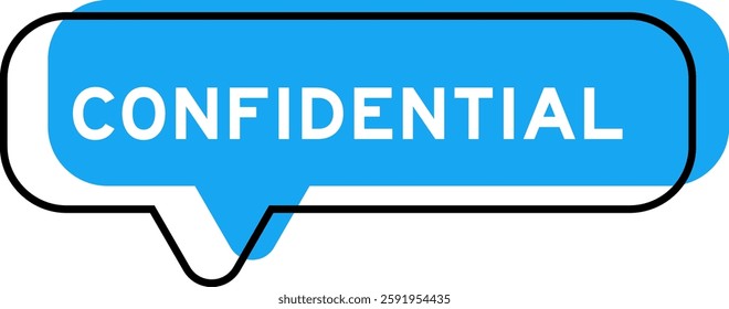 Speech banner and blue shade with word confidential on white background