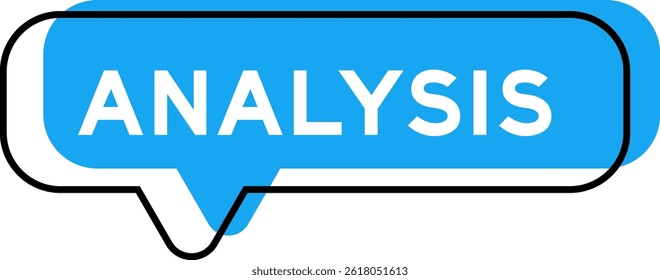 Speech banner and blue shade with word analysis on white background