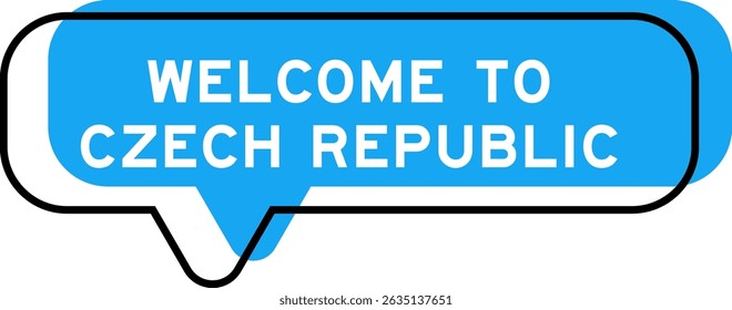 Speech banner and blue shade with word czech republic welcome to on white background