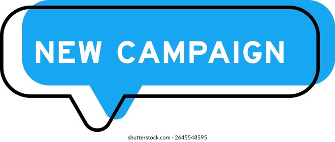 Speech banner and blue shade with word new campaign on white background