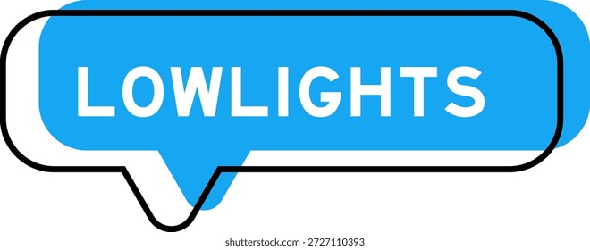 Speech banner and blue shade with word lowlights on white background