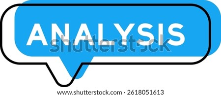 Speech banner and blue shade with word analysis on white background