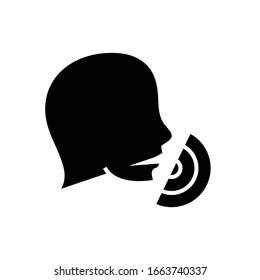 Icono negro de voz, ilustración conceptual, símbolo plano vectorial, signo de glifo.