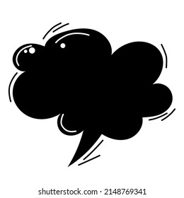 Speech blank bubble symbol monochrome black cloud isolated on white background. Ideal for cartoon comic book presentation decoration.