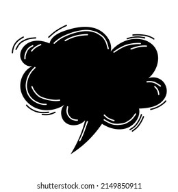 Speech blank bubble symbol monochrome black cloud isolated on white background. Ideal for cartoon comic book presentation decoration.