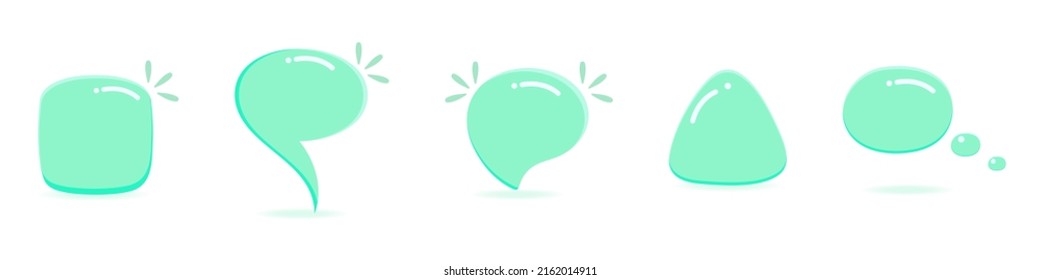 Speech blue bubbles of various shapes. Set of glossy cartoon banners for dialogue