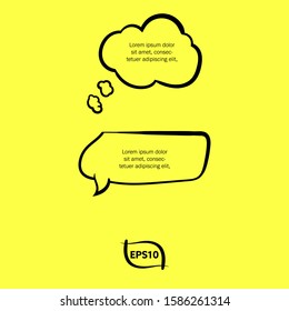 speech box, dialog box bubble sign, with text, eps10 vector illustration, on yellow background