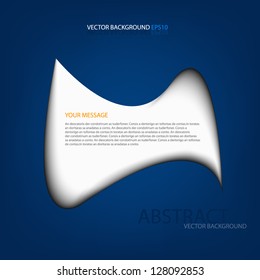 speech box vector for message and text on blue background