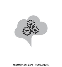 speech brain shape with cog wheels symbol vector
