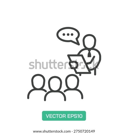 Speech or Briefing icon. Thin line icon vector