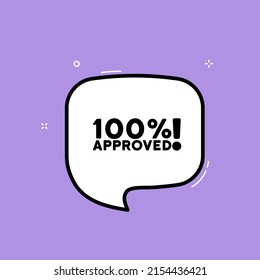 Speech bubble with 100 percent approved text. Boom retro comic style. Pop art style. Vector line icon for Business and Advertising