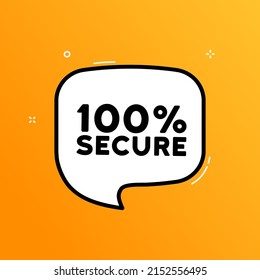 Speech bubble with 100 percent secure text. Boom retro comic style. Pop art style. Vector line icon for Business and Advertising.