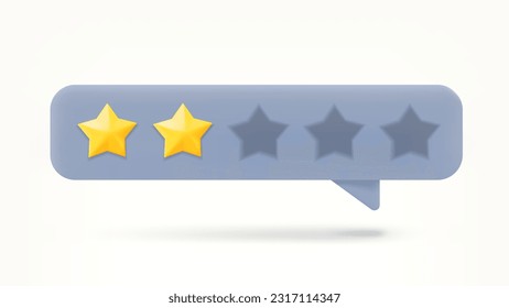 Burbuja del discurso con 2 estrellas de calificación dorada. Concepto de retroalimentación. 3.ª ilustración vectorial
