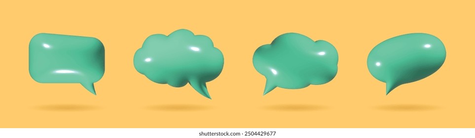 Speech bubble 3D blank vector design illustration set isolated