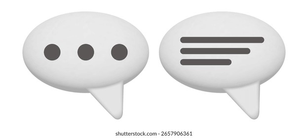 Bolha de fala 3d. Texto Explicativo. Nuvens de Diálogo definidas. Clipart de vetor