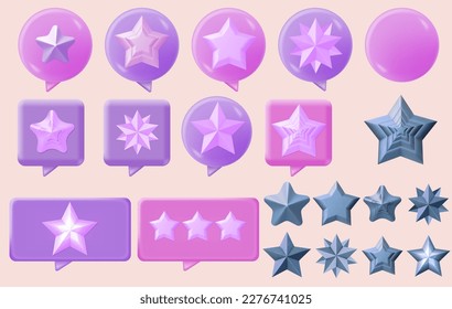 speech bubble 3d. Cartoon lucky star isolated on blue background. 3D rendering. cute smooth yellow star. minimal design.