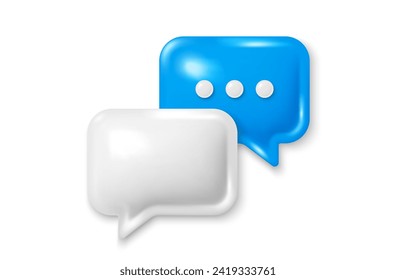 Icono 3d de la burbuja de la voz. Comentarios de conversación con icono de puntos suspensivos. Cuadro de mensaje de conversación. Diseño 3d realista y moderno. Apoya la burbuja de voz, los cuadros de mensajes de chat. Cartel de diálogo en medios sociales. Ilustración del vector