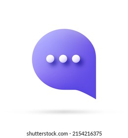 speech bubble 3d icon, Vector illustration, communication dialog bubble.