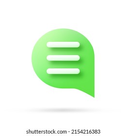 speech bubble 3d icon, Vector illustration, communication dialog bubble.