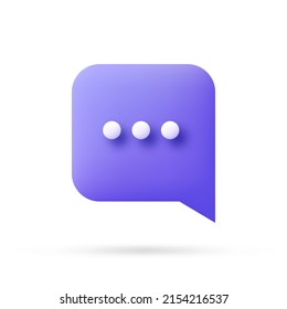 speech bubble 3d icon, Vector illustration, communication dialog bubble.