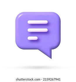 speech bubble 3d icon, Vector illustration, communication dialog bubble.	

