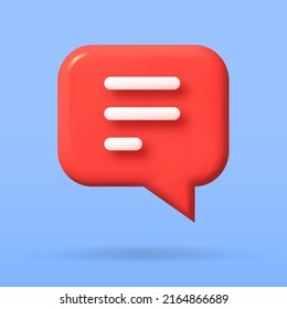 speech bubble 3d icon, Vector illustration, communication dialog bubble.