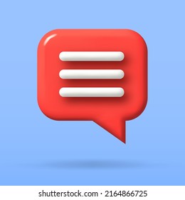 speech bubble 3d icon, Vector illustration, communication dialog bubble.