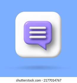 speech bubble 3d icon, Vector illustration, communication dialog bubble.