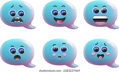 speech bubble 3d Smiley face WITH DIFFERENT EMOTIONS