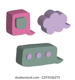 Speech bubble 3d. Talking clouds for chat and messages. Dialog icon set on isolated background. Vector