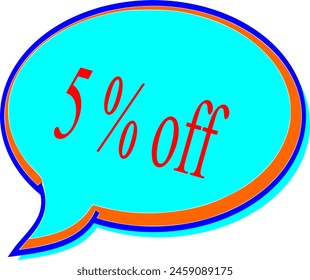 speech bubble, 5% off, sale, sale sign, with different colors, new colors