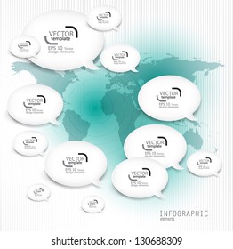 Speech bubble abstract background. Mobile communication. Vector template for infographics