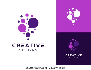 Speech bubble with abstract balloon logo design for conversation, messages and groups