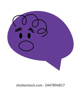 Speech bubble abstract comic faces with various Emotions. Crayon drawing style. Different colorful characters. Cartoon style. Flat design. Hand drawn trendy Vector illustration isolated on background