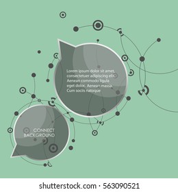 Speech bubble with abstract lines and dots.