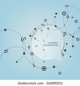 Speech bubble with abstract lines and dots.